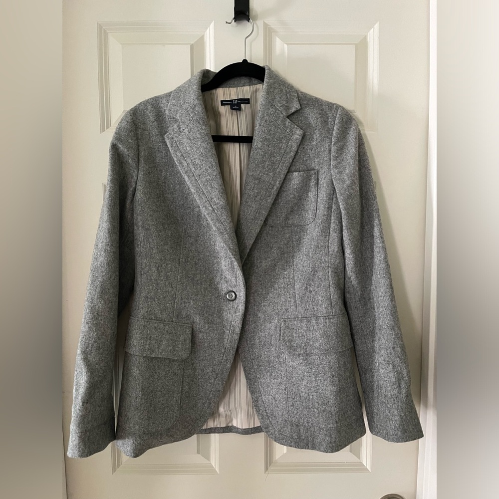 Women’s Gap wool blend gray single button blazer business casual preppy sz 10